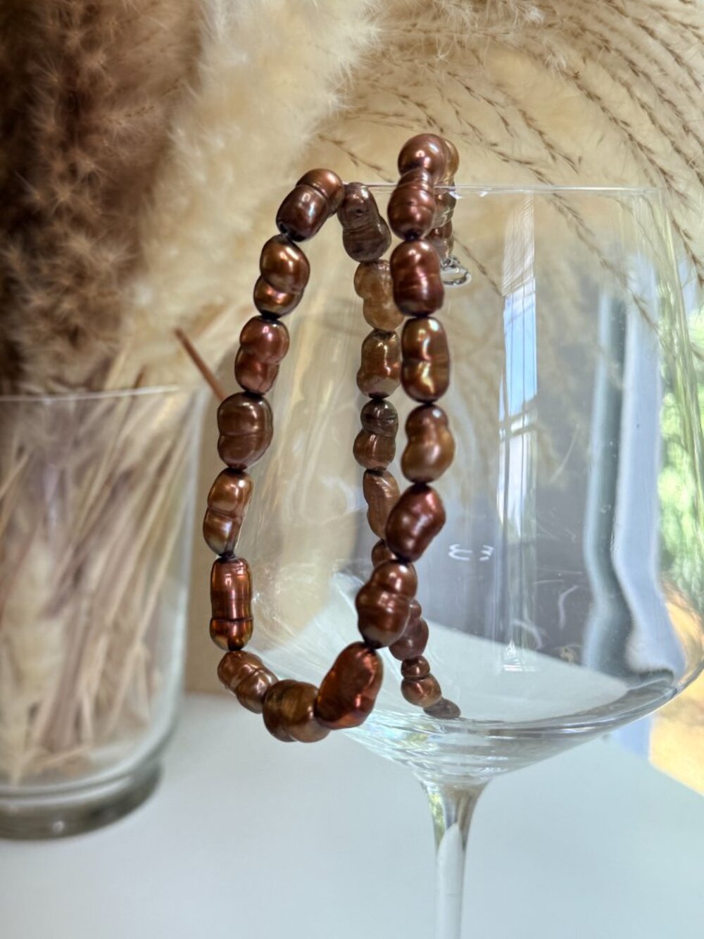 Real Freshwater Chocolate Baroque Pearl Necklace | Handmade - Picture 5 of 9